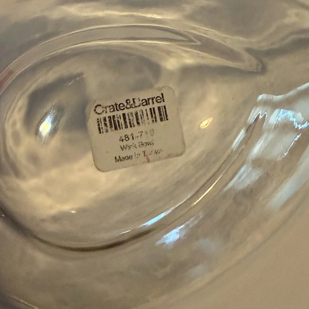 Crate & Barrel Tear Clear Glass Wink Bowl